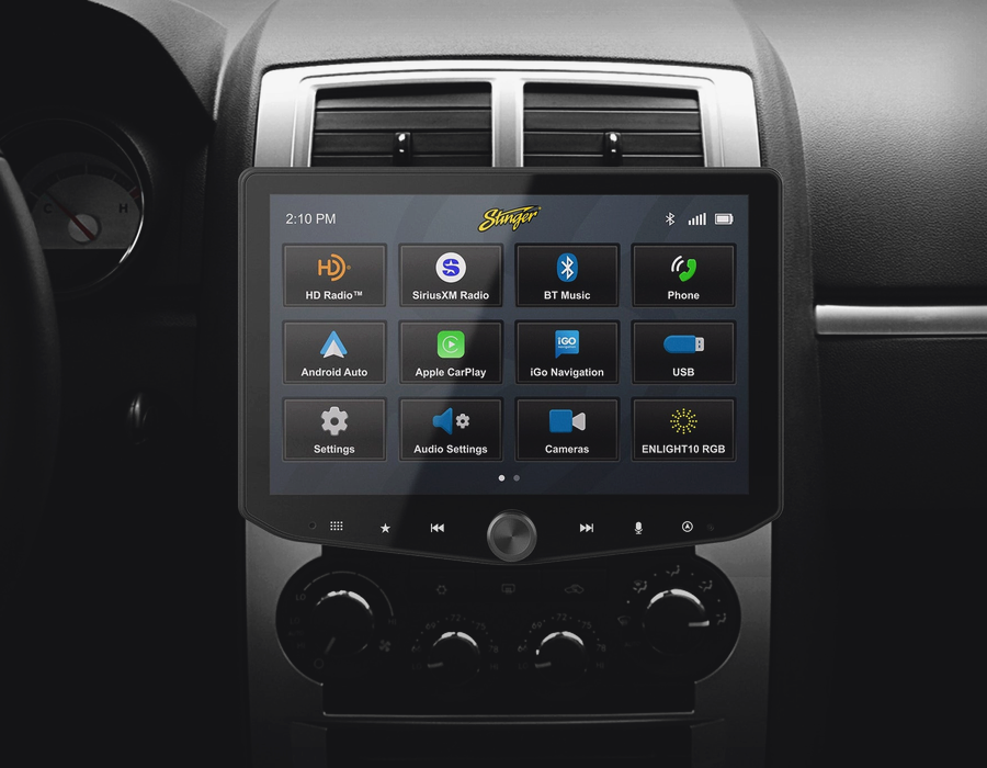 Stinger Horizon10 10 inch radio installed in a Dodge Charger